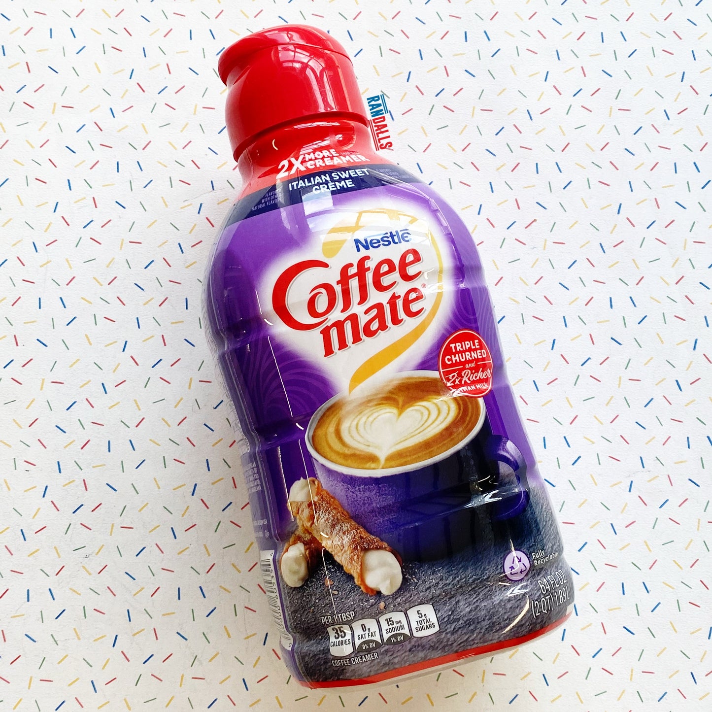coffee-mate italian sweet creme liquid creamer, coffeemate, coffee, uht, milk, latte, large