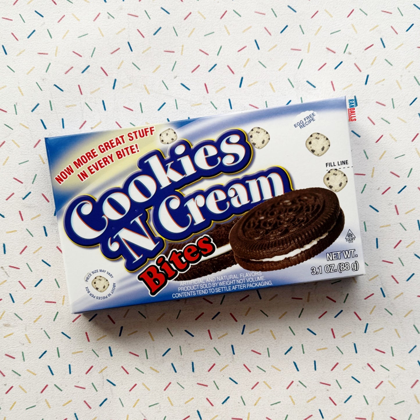 cookie dough bites cookies and cream, oreo, sprinkles, vanilla, candy, usa, randalls