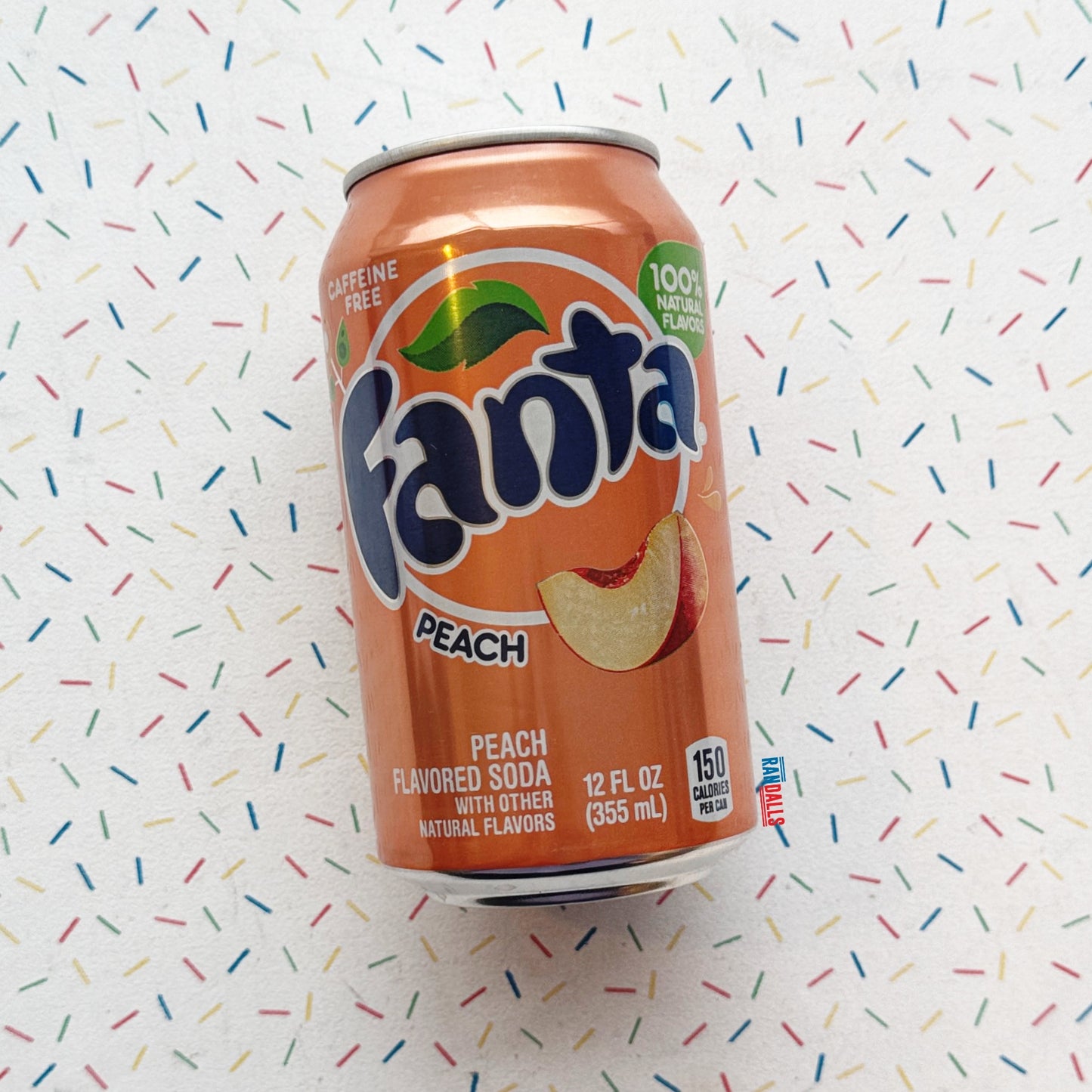 fanta peach, soda, fizzy, pop, caffeine free, drink, randalls, usa