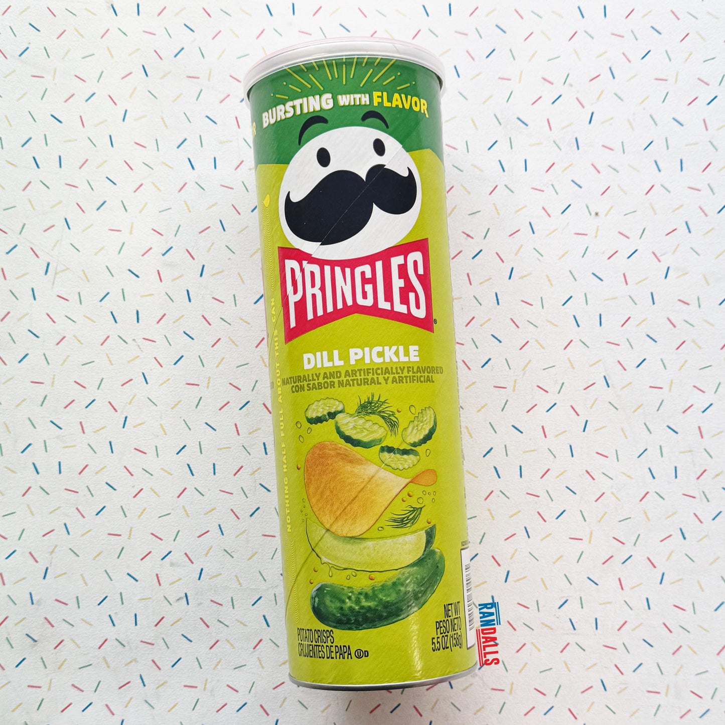 pringles dill pickle, potato chips, crisps, tube, usa, randalls