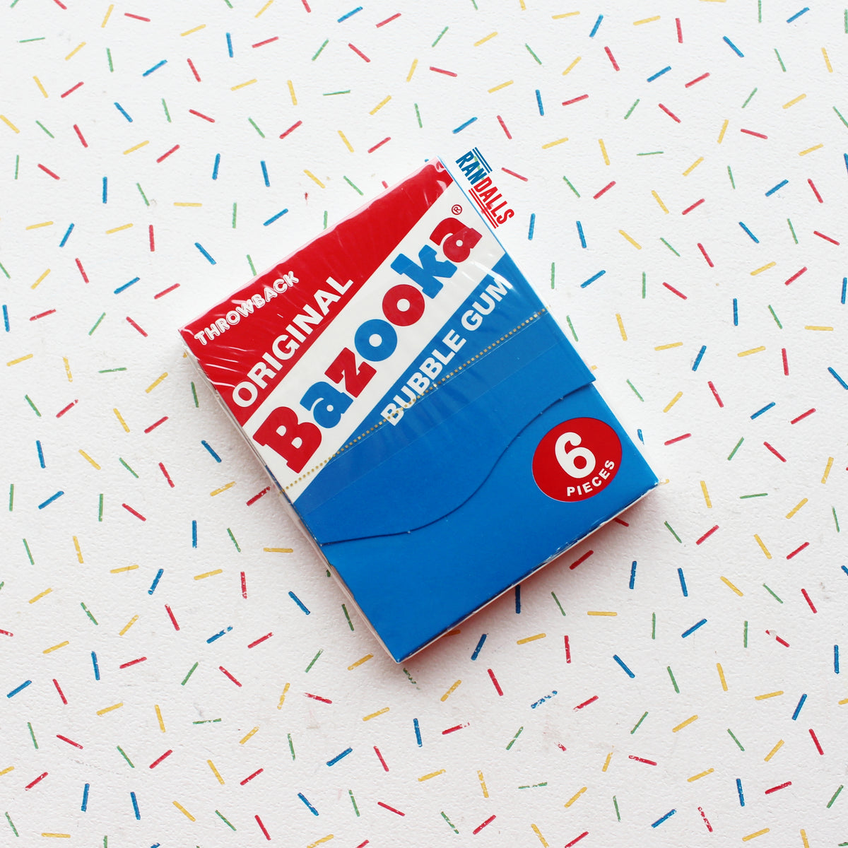 throwback original bazooka bubble gum, bubblegum, chewing gum, gum with comic, usa, british, randalls,