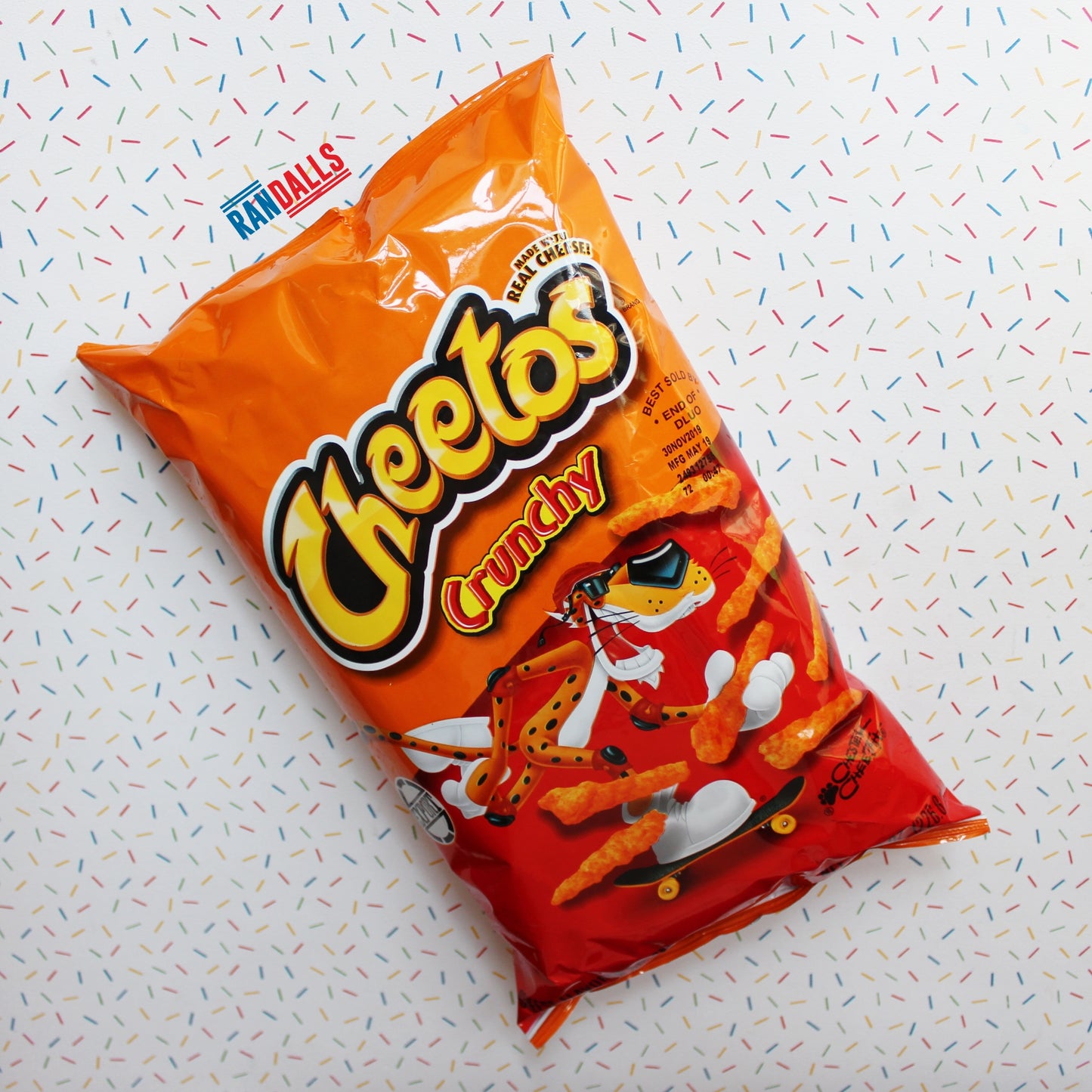 cheetos original crunchy crisps, cheese puffs, chips, usa, randalls, cheese
