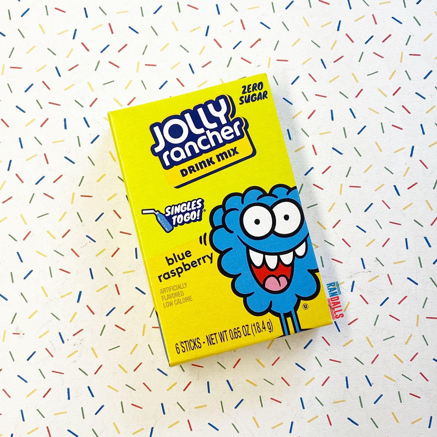 jolly rancher blue raspberry drink mix, singles to go, 6 drink mix packets, powdered drink mix, sugar free, soda, pop, drink, usa, watertok randalls, tiktok