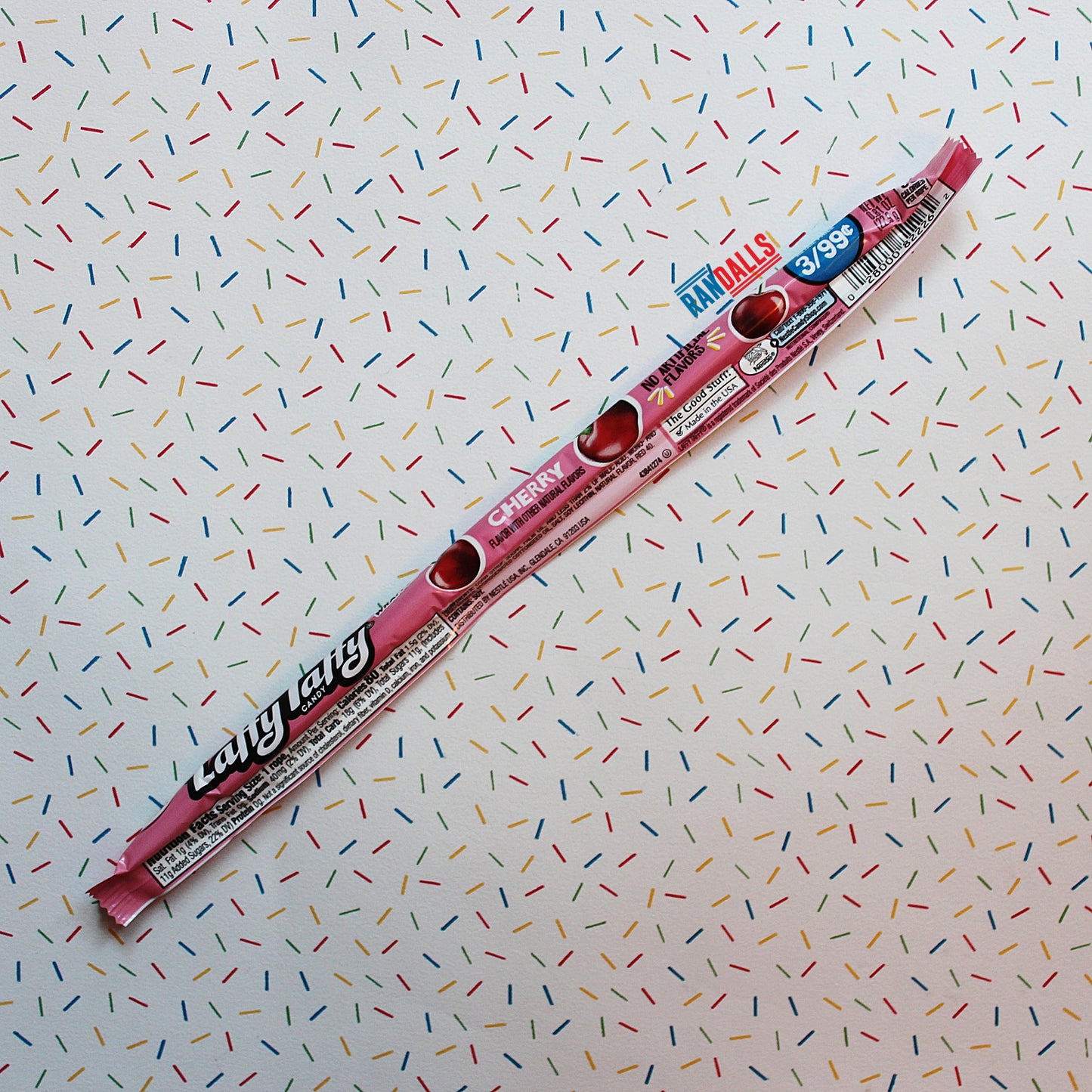 laffy taffy cherry, taffy, chewy, rope sweet, long sweet, usa, randalls, candy, sweet
