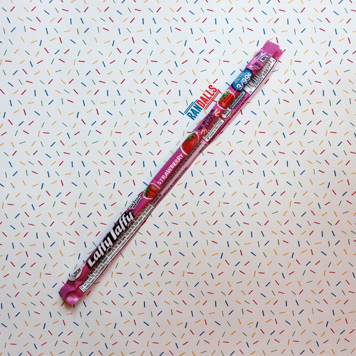 laffy taffy, strawberry taffy, chewy stick, long sweet, sweet rope, candy, gummy, usa, randalls