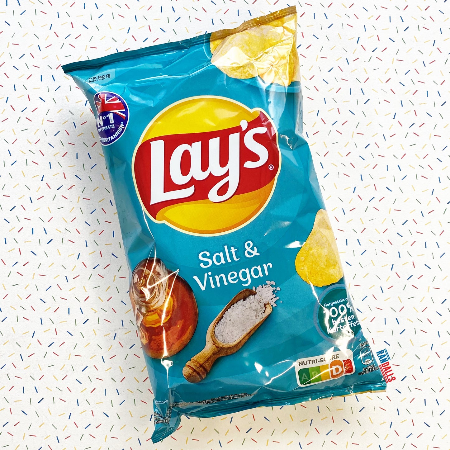 lays salt and vinegar crisps, potato chips, large bag, germany, randalls