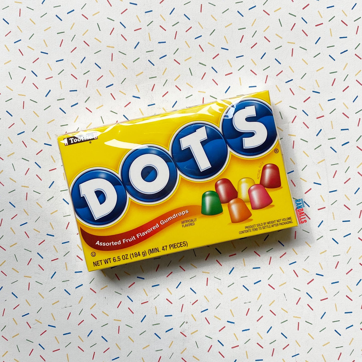 tootsie, tootsie dots, movie theatre, assorted fruit flavoured gumdrops, gumdrop, gumdrop buttons, usa, american candy, randalls,