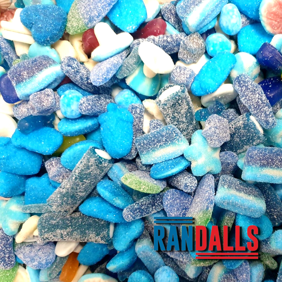 pick'n'mix, pick and mix blue sweet mix, blue raspberry, brains, dolphins, candy, randalls