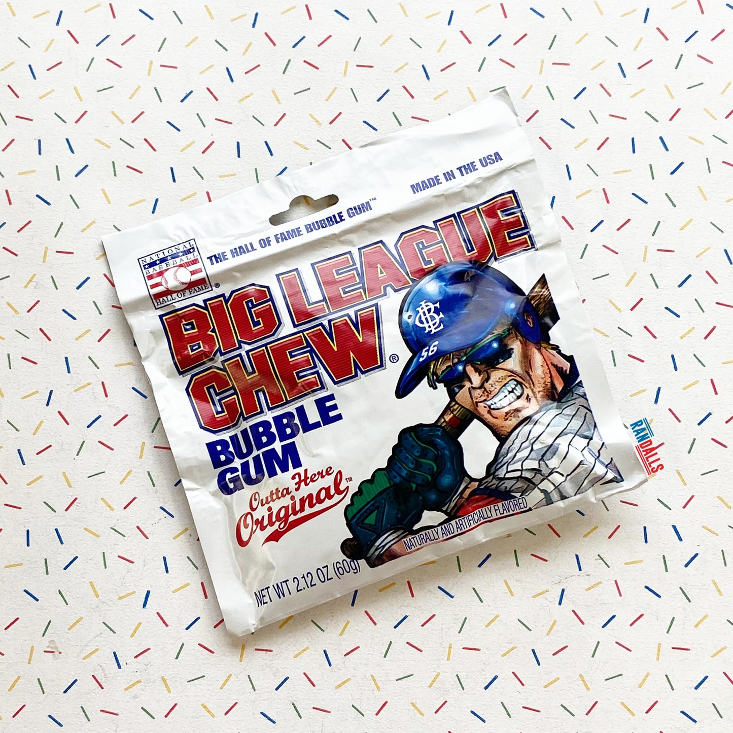 big league chew, bubblegum, chewing gum, national baseball hall of fame, the hall of fame bubble gum, made in the usa, chewing gum, american gum, outta here original, usa, randalls,