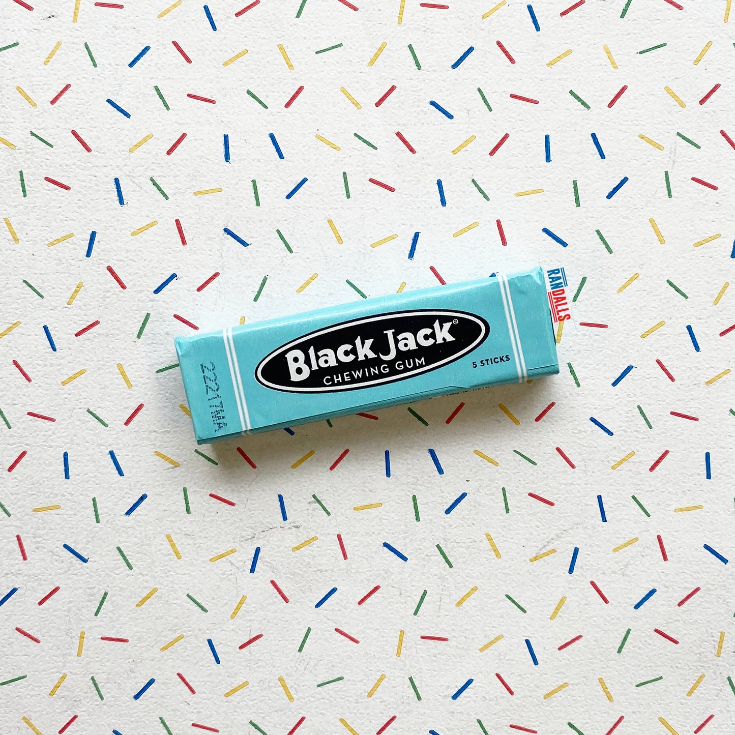 black jack chewing gum, bubblegum, gum, blackjack, licorice, liquorice, aniseed, Black in colour this delicious aniseed flavour chewing gum has five sticks in each pack and is perfect for popping in your pocket, bag or car for a refreshing treat on the go, usa, randalls,