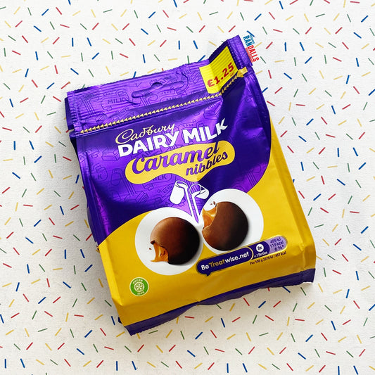 cadbury dairy milk, cadbury dairy milk caramel nibbles, british, uk chocolate, dairy milk, cadbury uk, randalls,