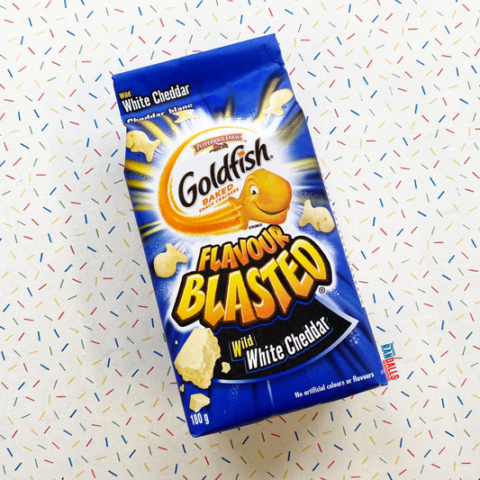 pepperidge farm, goldfish, baked snack crackers, canadian goldfish, usa goldfish, american crackers, wild white\ cheddar, flavour blasted, canada, randalls,