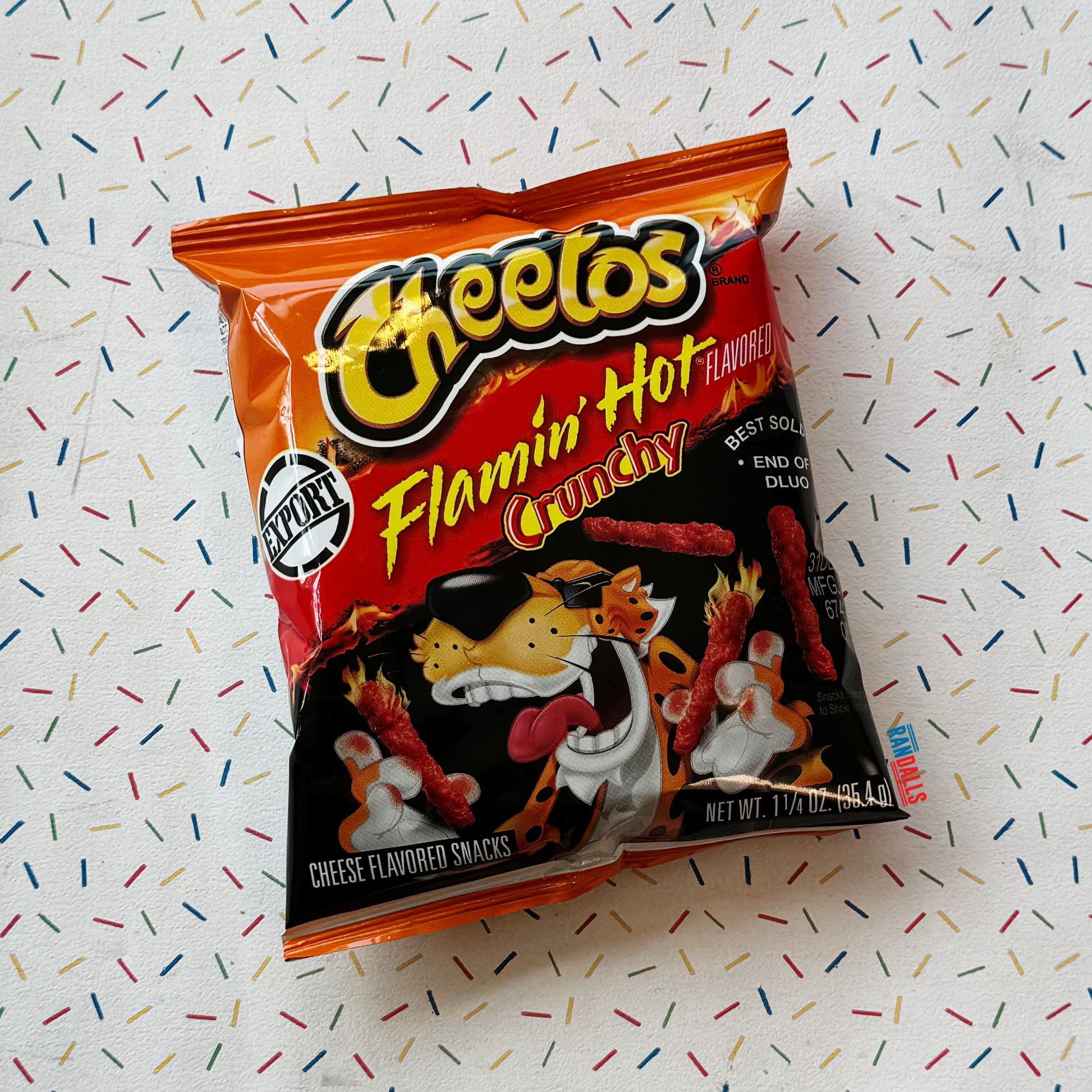 cheetos flamin' hot, spicy, flaming hot, cheese, crisps, chips, cheese puffs, fritos