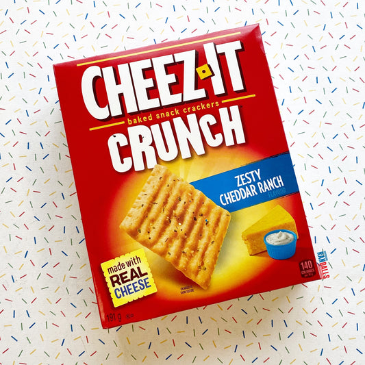 cheez-it crunch zesty cheddar ranch, baked snack crackers, cheese crackers, snack