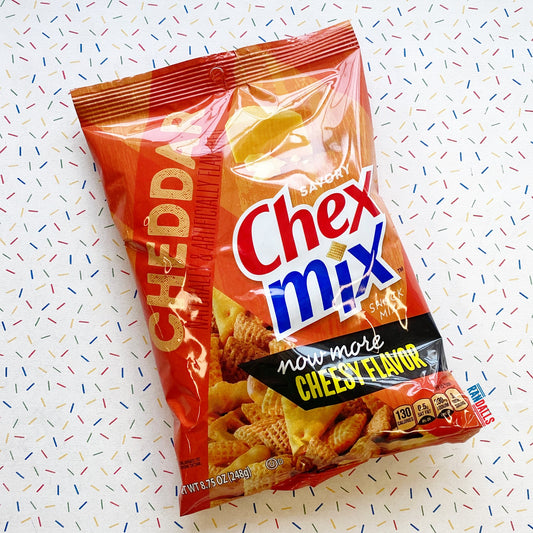 chex mix cheddar, cheese, baked, pretzels, crackers