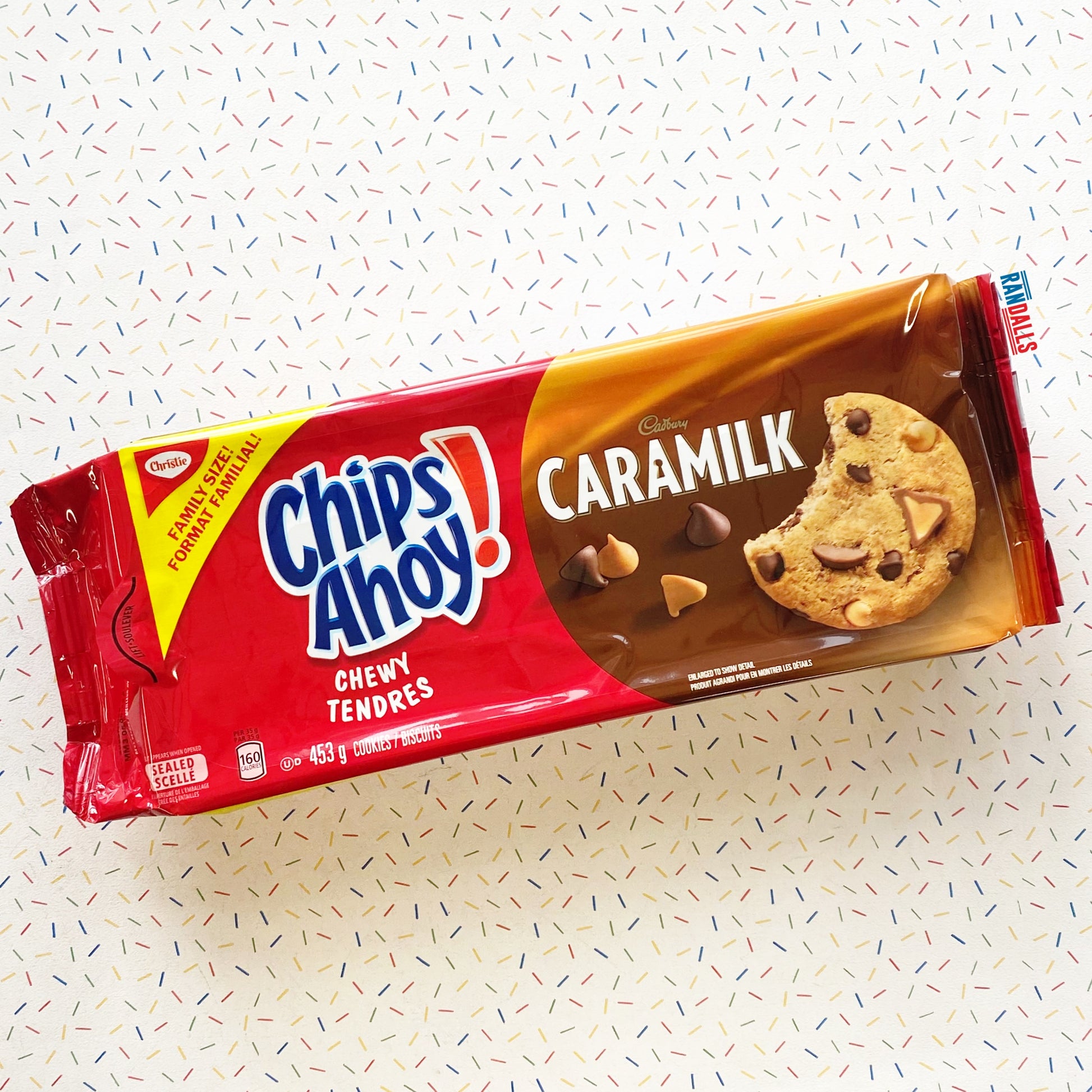 chips ahoy cookies, christie chips ahoy, nabisco chips ahoy, chewy cookies, cadbury caramilk, caramelised white chocolate, caramilk cookies, canadian cookies, biscuits, family size, canada, randalls,