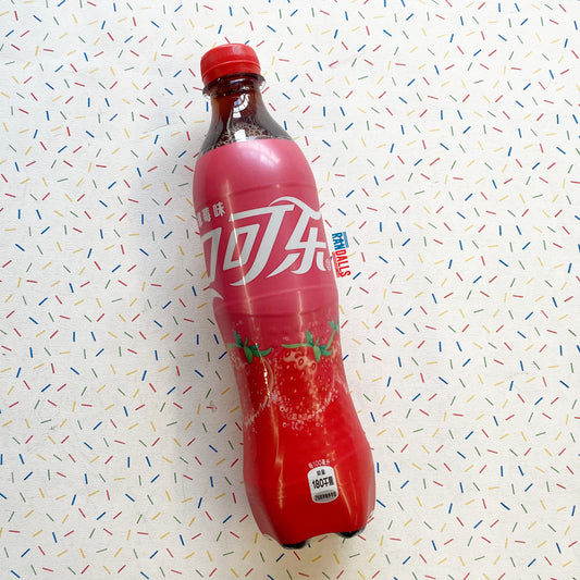 coca cola strawberry, fizzy drink, pop, soda, bottle, sugar, coke, china, chinese, randalls