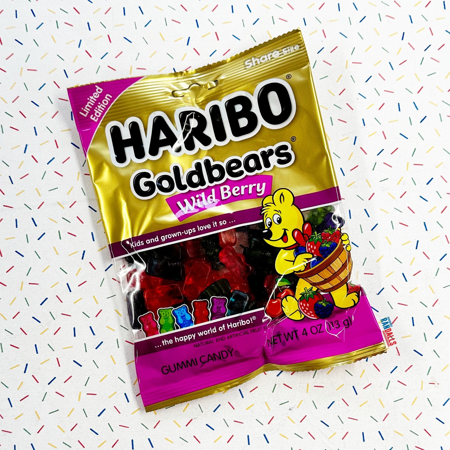 haribo gold bears wild berry, limited edition haribos, gummi candy, strawberry blueberry raspberry, haribo gold bears, usa, randalls,