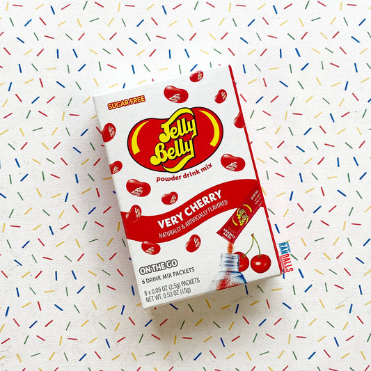 jelly belly very cherry drink mix singles to go sachet, box of 6, powdered drink mix, watertok, tiktok, trend, usa, randalls