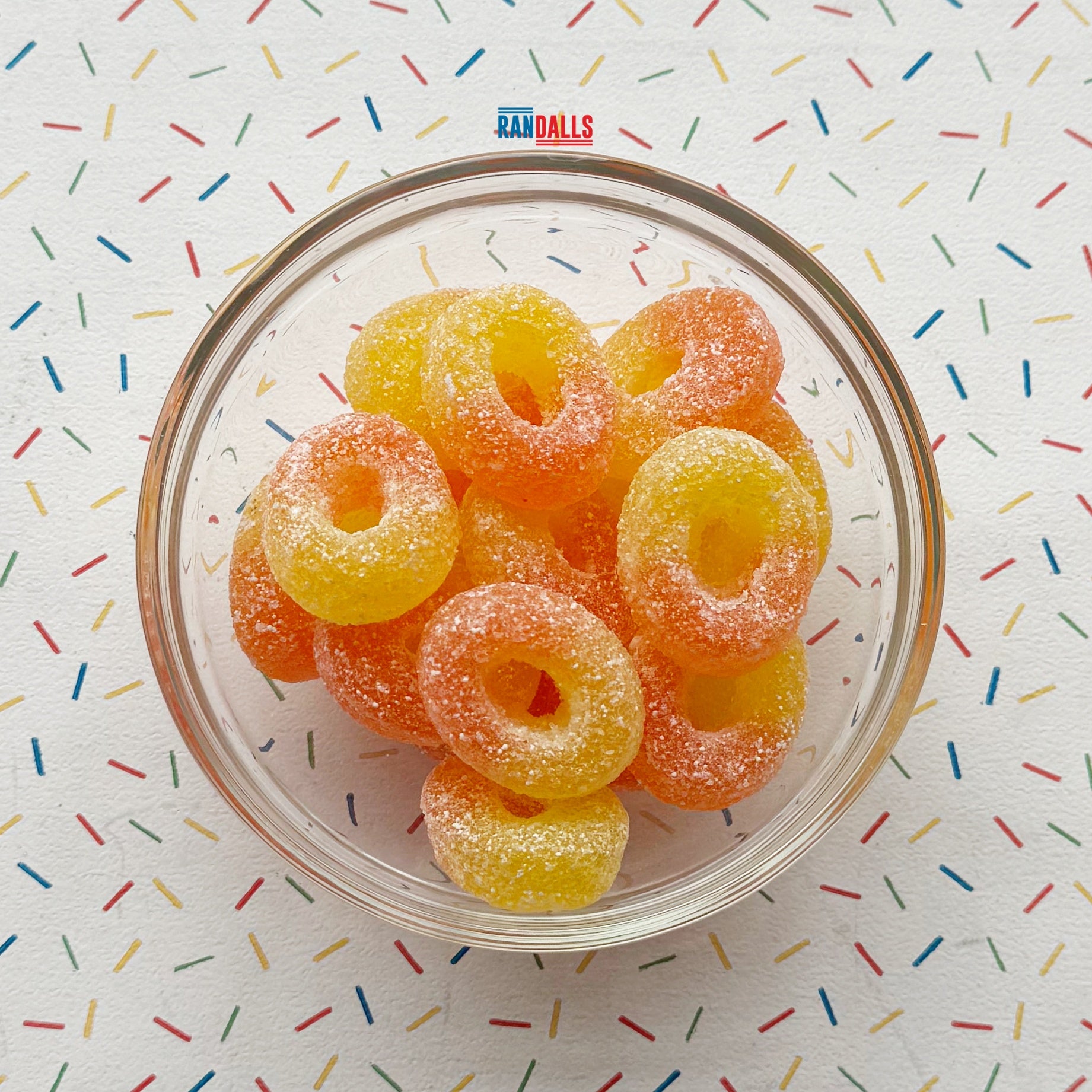 kingsway peach rings, peach ring, peach rings, gummy peach, peach, peach sweets, pick n mix, pick and mix, traditional sweet shop, british, randallsuk, randalls