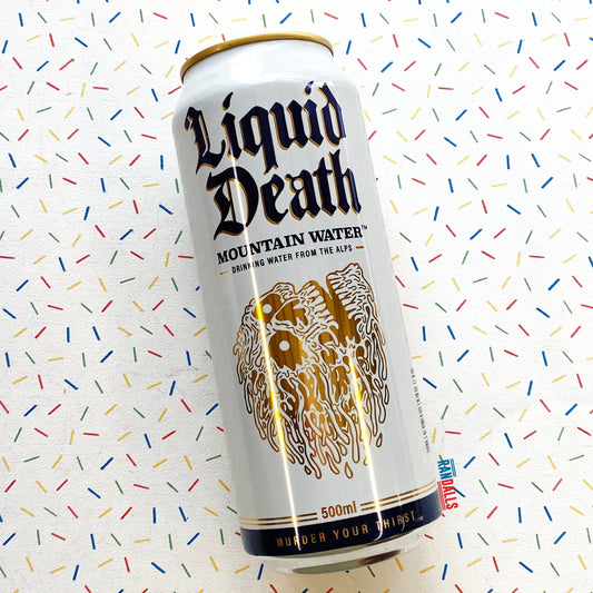 liquid death mountain water, the alps, murder your thirst, environmentally friendly, trend, randalls