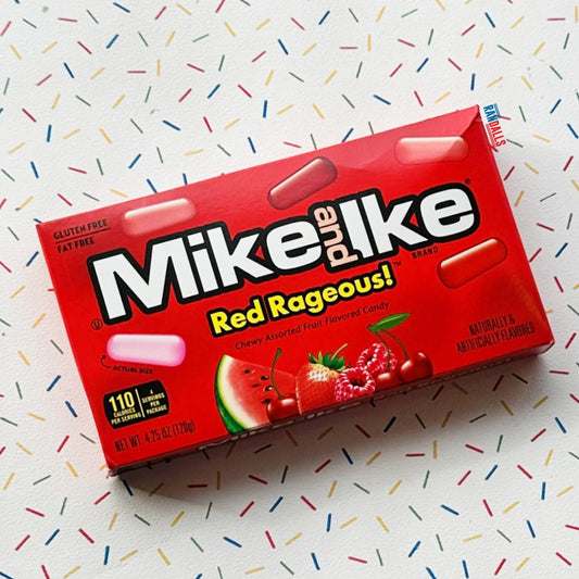 mike and ike red rageous chewy candy, gummy sweets, strawberry, raspberry, watermelon, fruit punch, cherry, usa, randalls