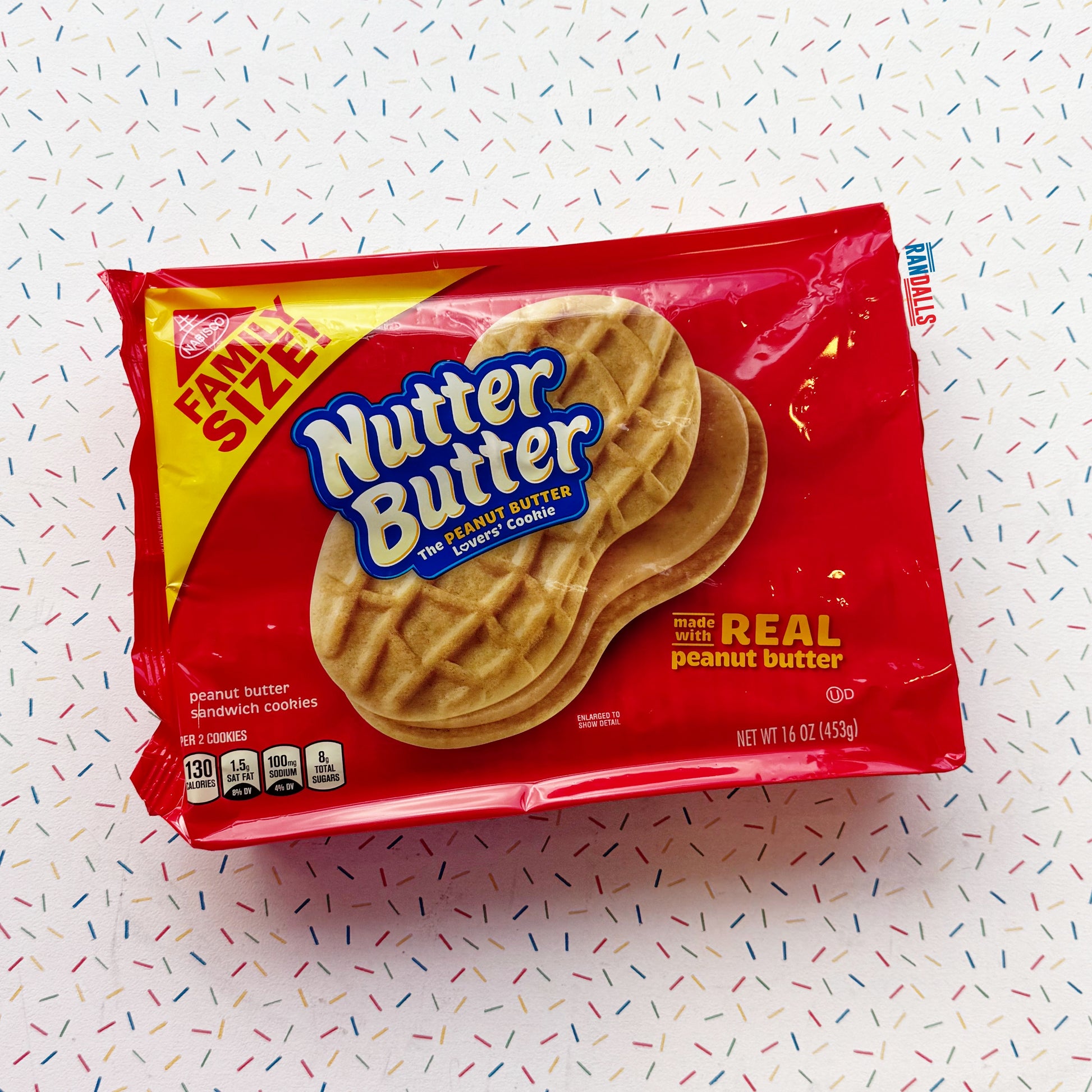 nutter butter, peanut butter, sandwich biscuits, cookies, peanuts, randalls, usa, family size