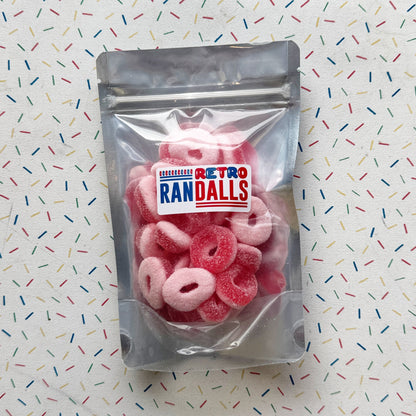 PARK LANE SOUR STRAWBERRY RINGS - 100g (BRITISH)