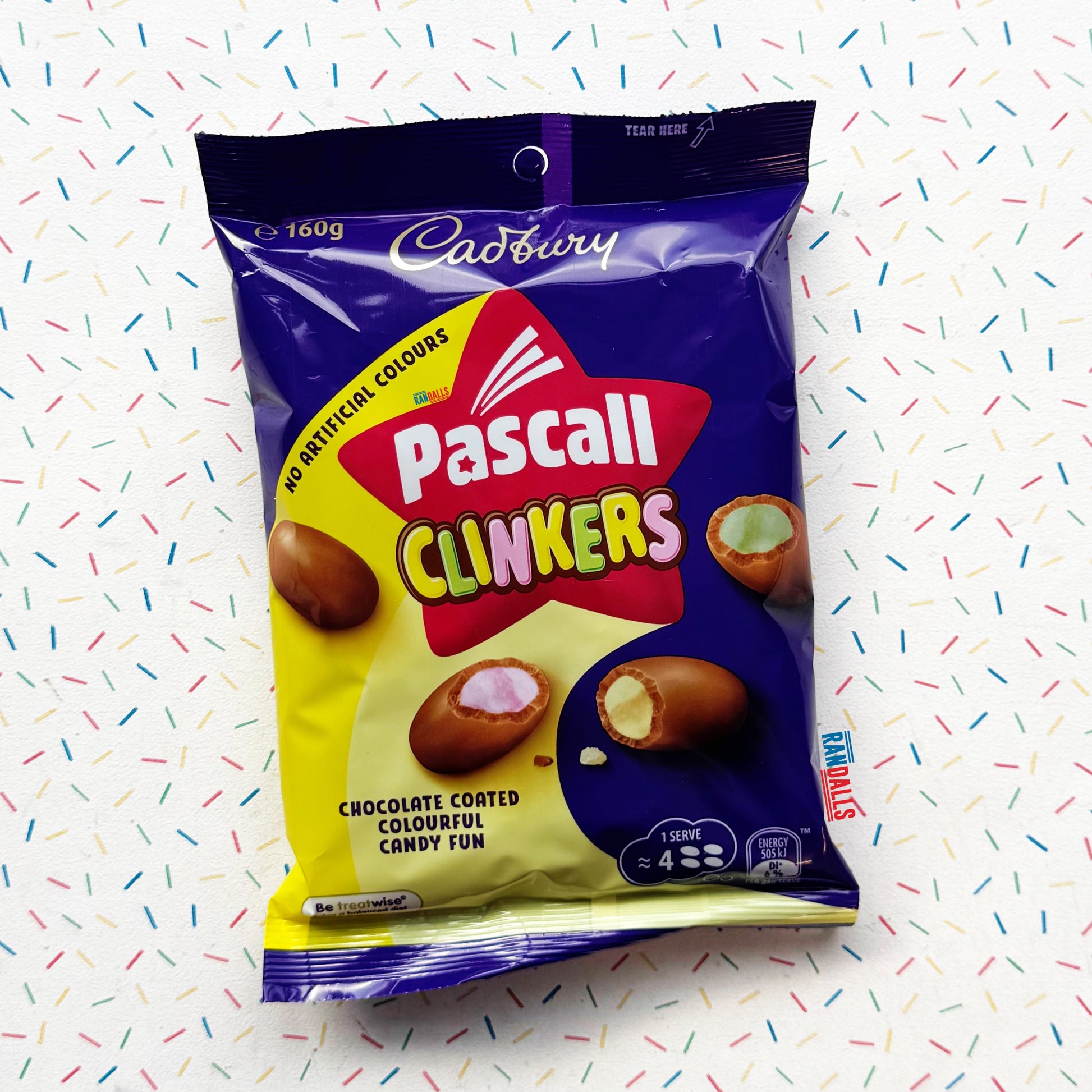 cadbury pascall clinkers, chocolate with crispy candy centres, sweets, australian, australia, randalls
