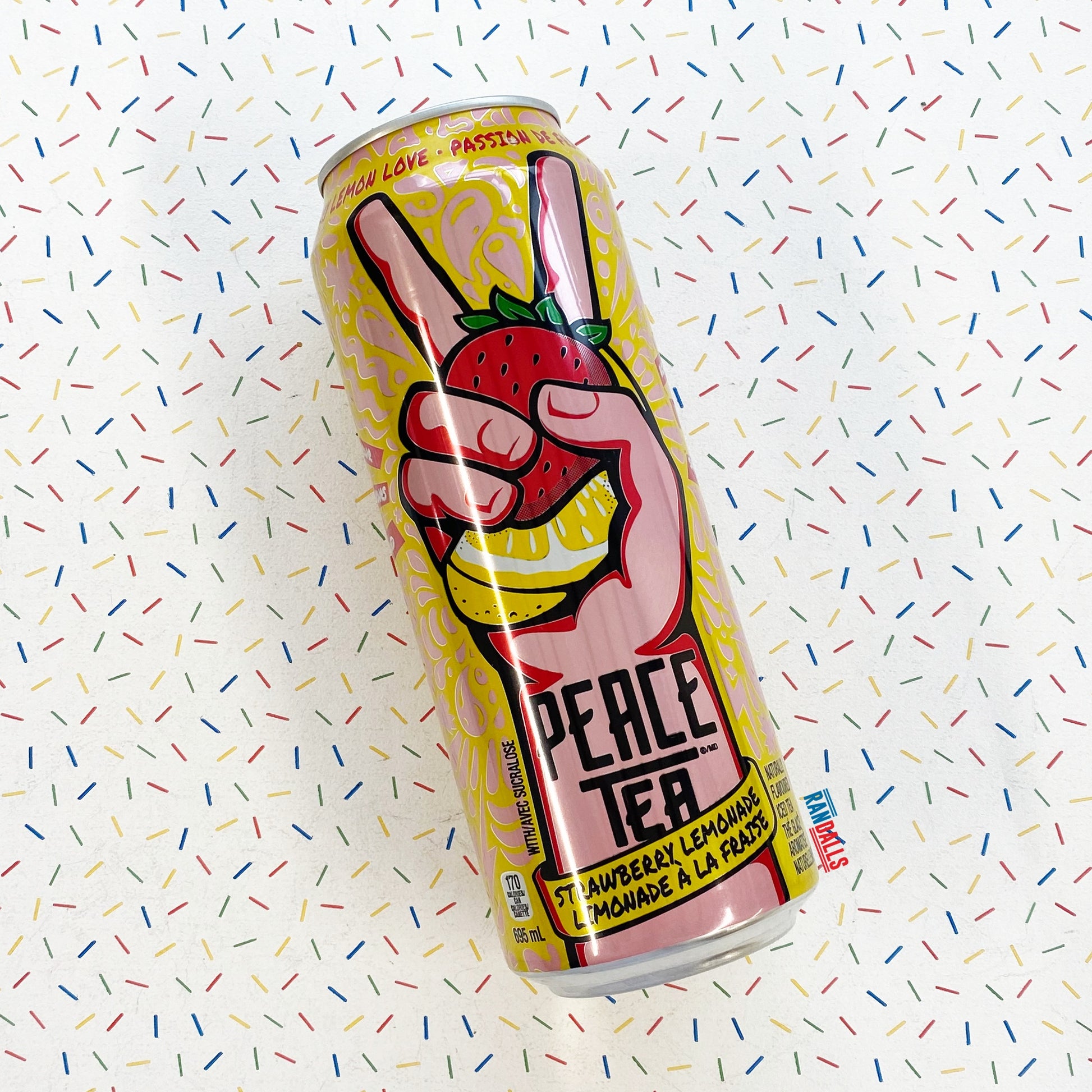 peace tea strawberry lemonade love, lemon, iced tea, pop, soda, can, drink, canada, randalls