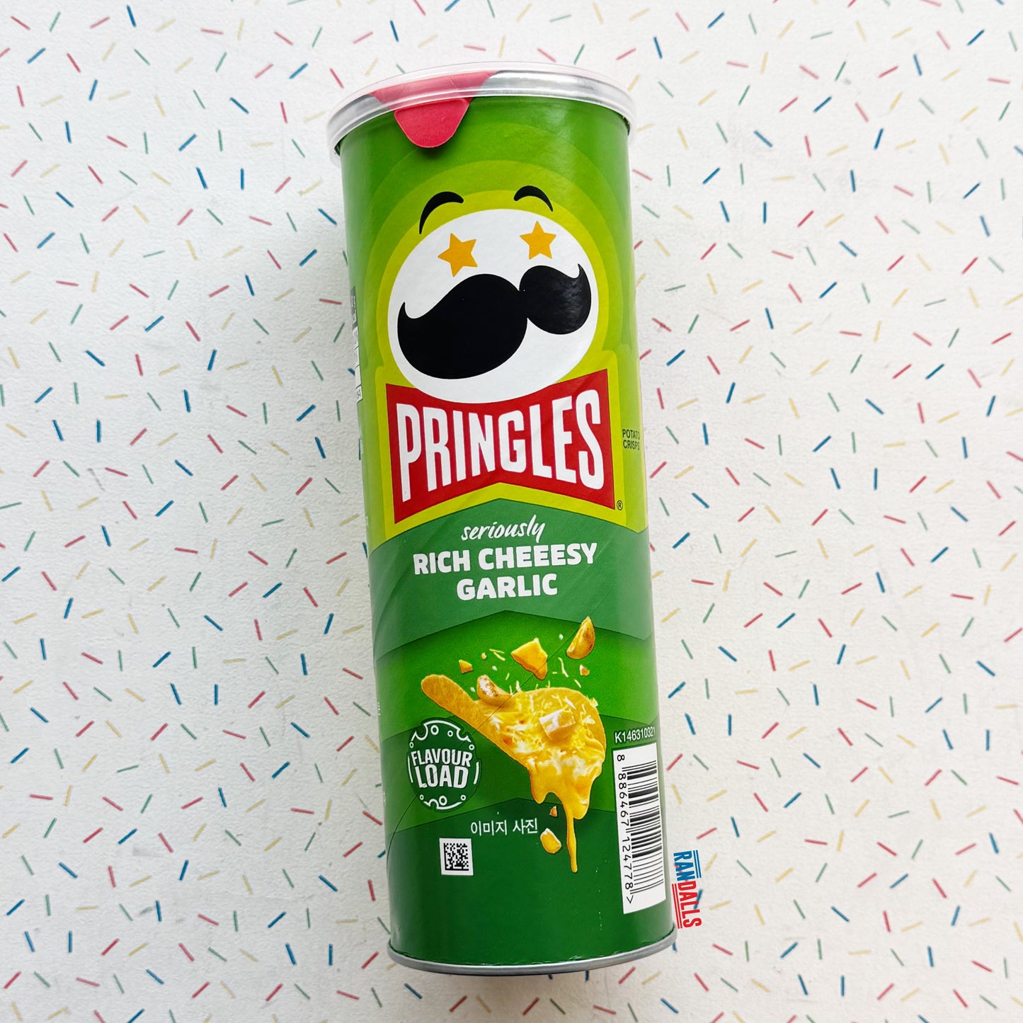 pringles rich cheesy garlic, potato chips, crisps, crunchy, korea, korean, randalls