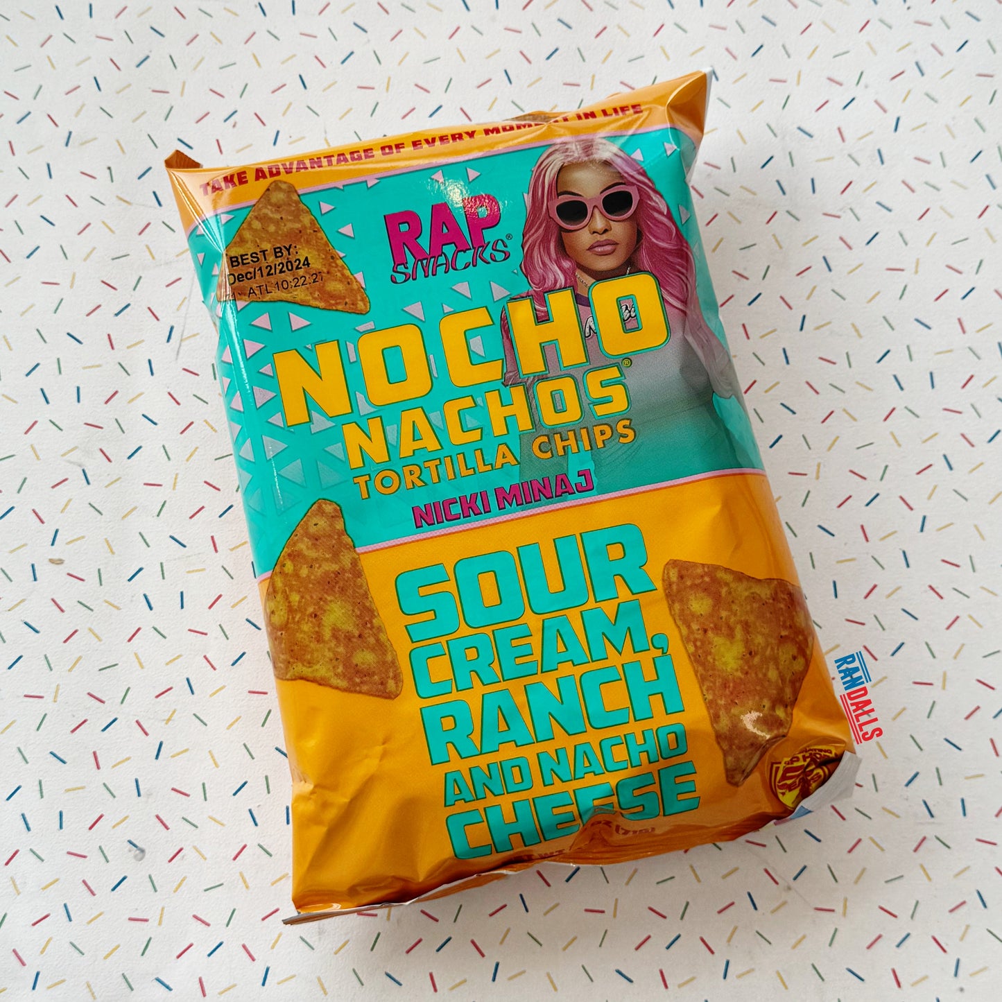 ran snacks, rap snacks nicki minaj, nicki minaj, nocho nachos, tortilla chips, sour cream, ranch, nacho cheese, randalls, randallsuk, american snacks