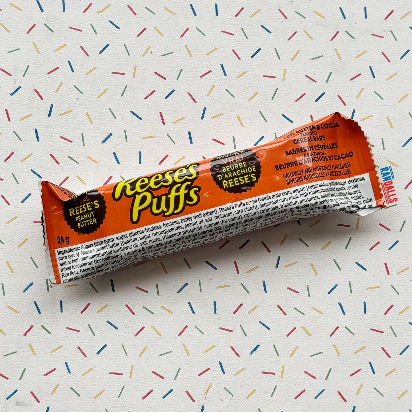 reese's puff cereal bar, treat bar, reese's cereal bar, reese's treat bar, real reese's peanut butter, canada, randalls,