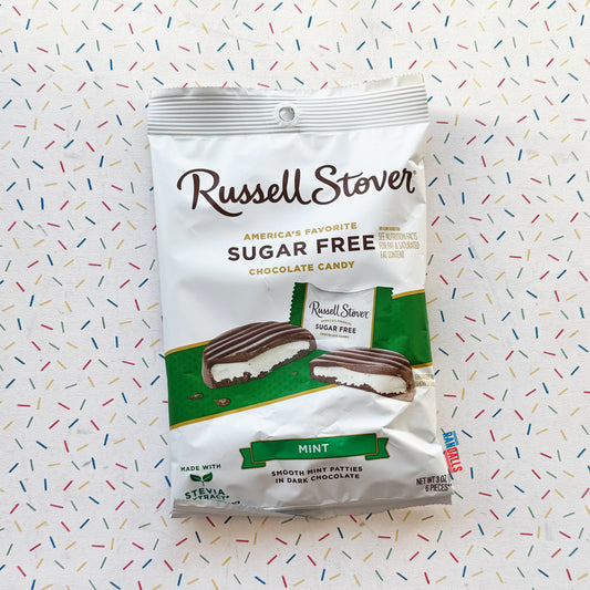 RUSSELL STOVER SUGAR FREE DARK CHOCOLATE MINT CREMES (USA)