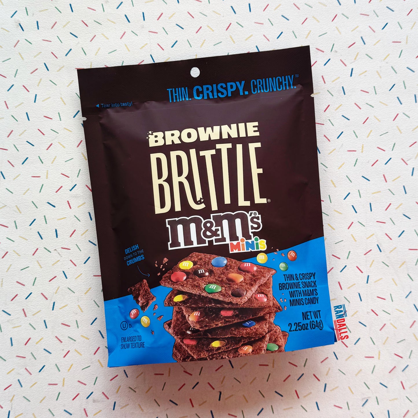 randallsuk,  brownie brittle m&ms minis thing & crispy brownie snacks with m&ms mini candy, brown brittle, m&ms, candy, american, american candy, usa, usa candy