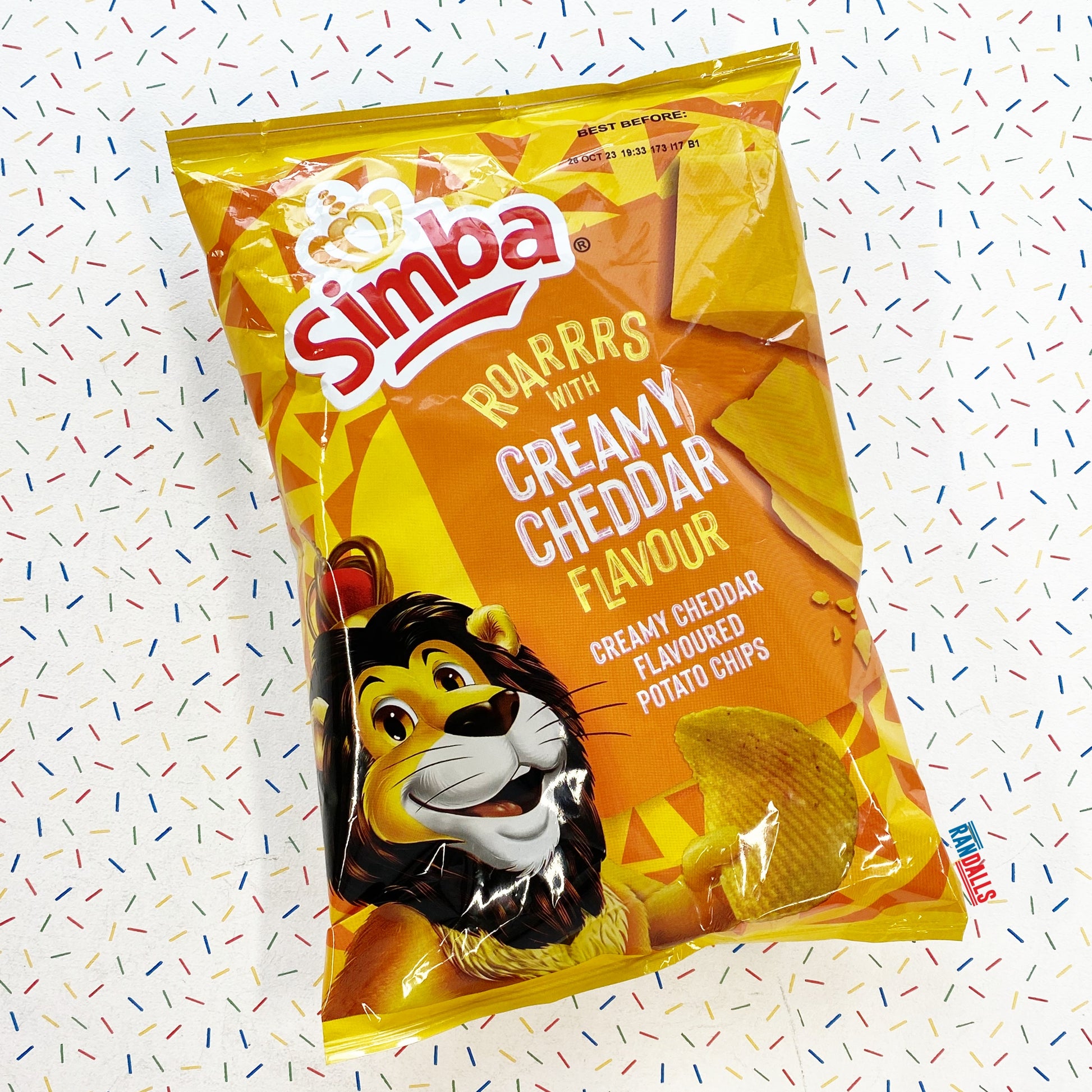 simba chips creamy cheddar, ridged crisps, roarrrs, south africa, exotic crisps, randalls,