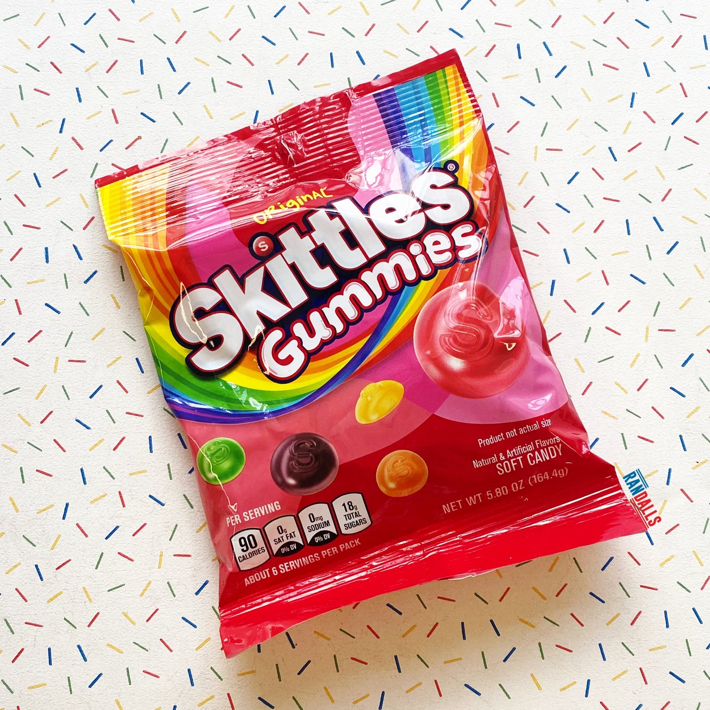 skittles gummies original, lime, blackcurrant, lemon, orange, cherry, soft candy, chewy, gummy, candy, sweets, randalls