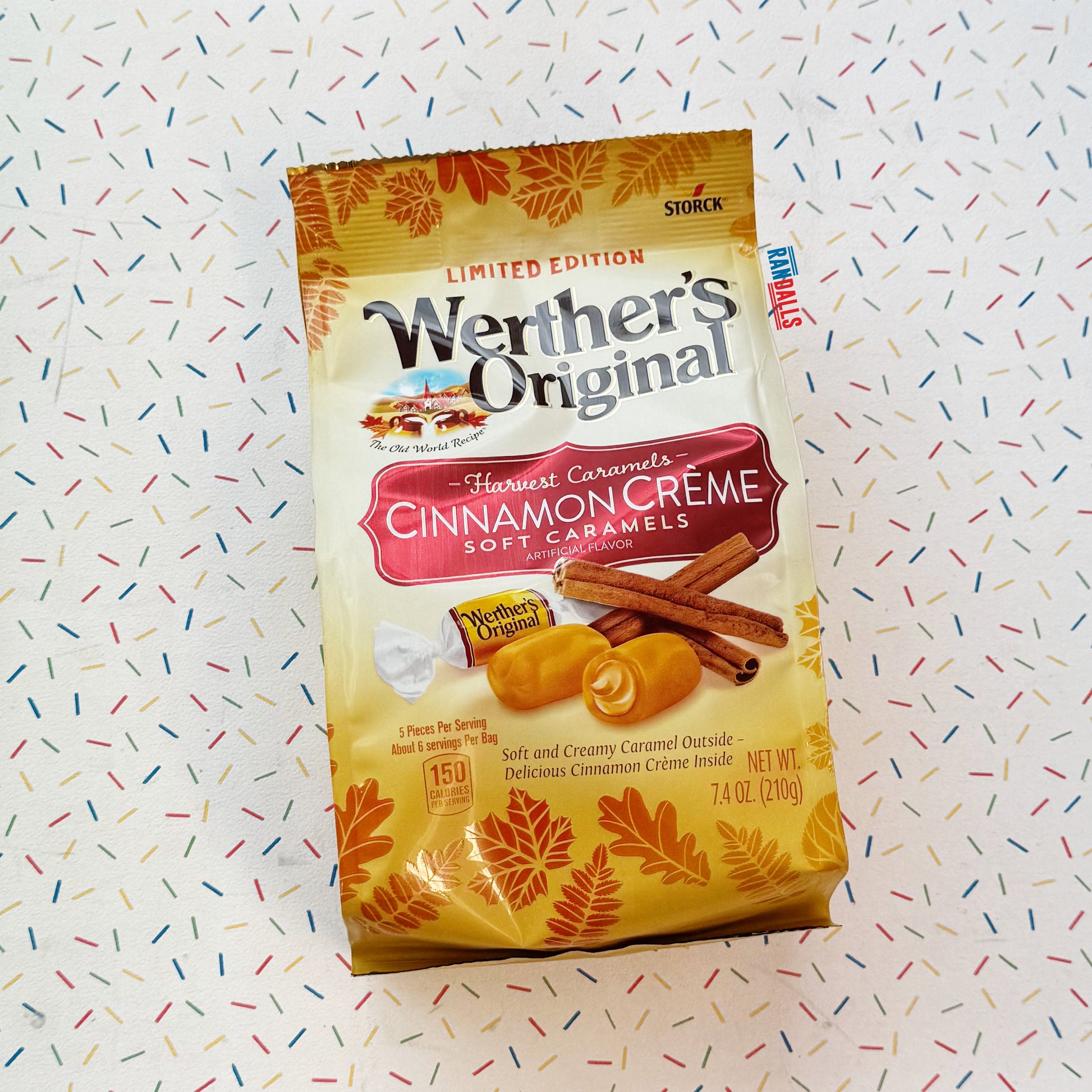 werther's original harvest caramels, cinnamon creme soft caramels, autumnal candy, fall candy, halloween candy, usa, randalls