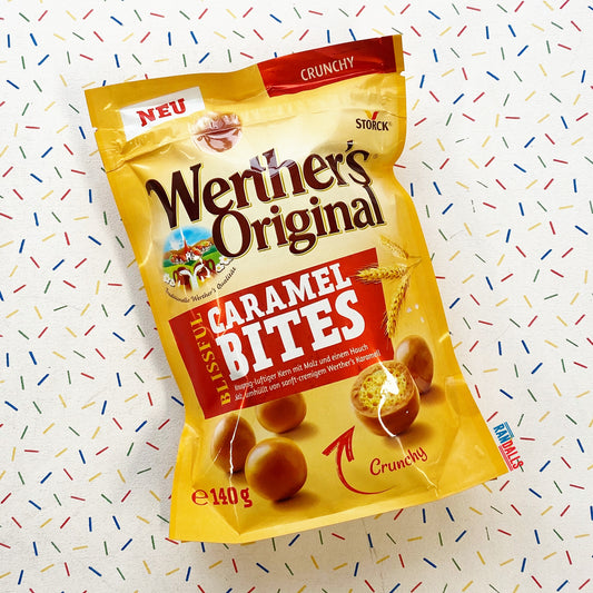 werther's original, blissful caramel bites, crunchy, hershey whoppers, maltesers, german chocolate, werther's, storck, german, randalls,