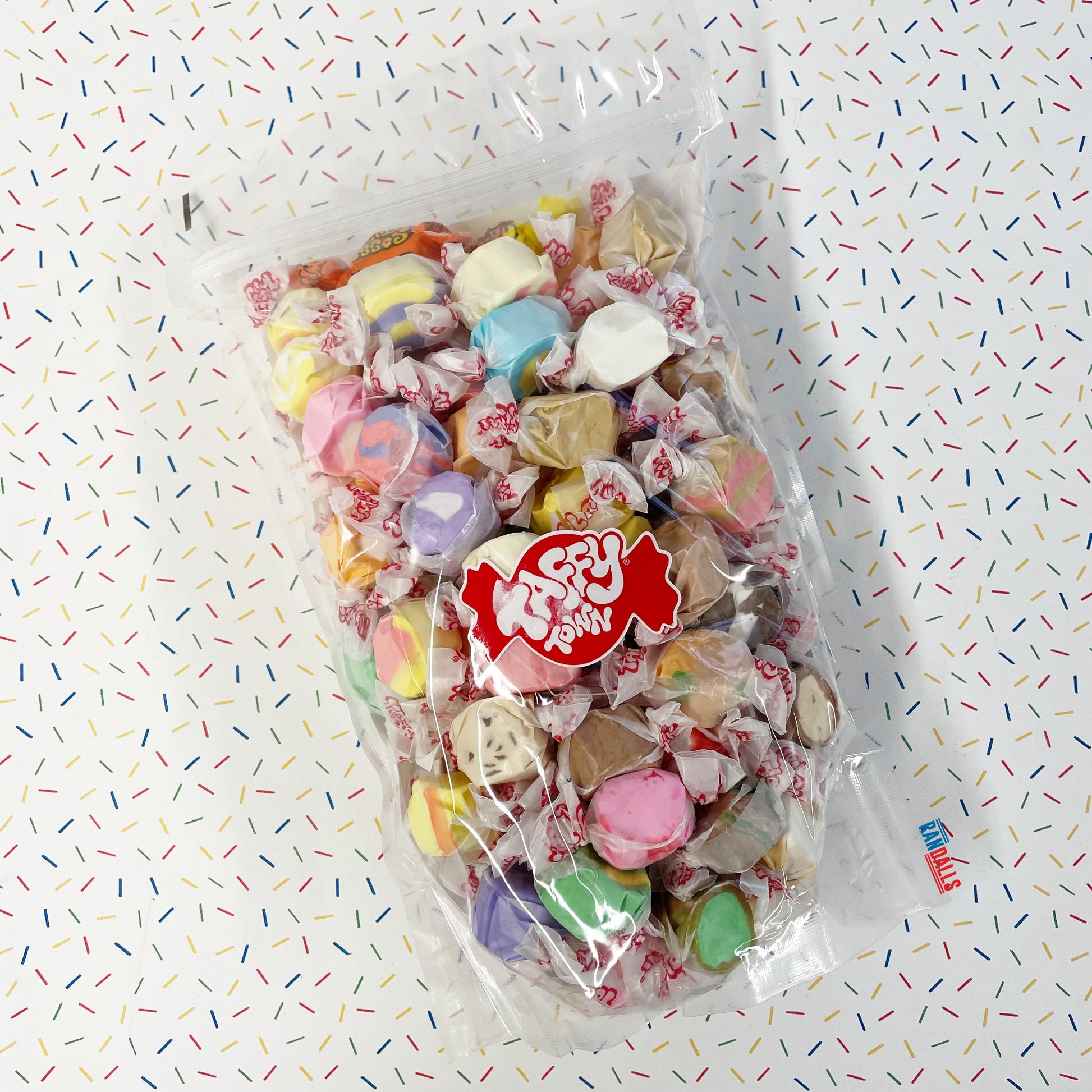 taffy town salt water taffy, chewy, gummy, soft, sweet, candy, randalls, taffy town flavours, chocolate, applie pie caramel apple, lemon, mango, cotton candy, chicken and waffles, bacon, maple, randalls