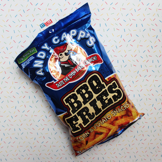 andy capps bbq fries, barbecue, barbeque, corn and potato chips, crisps, cheese puffs, usa, randalls