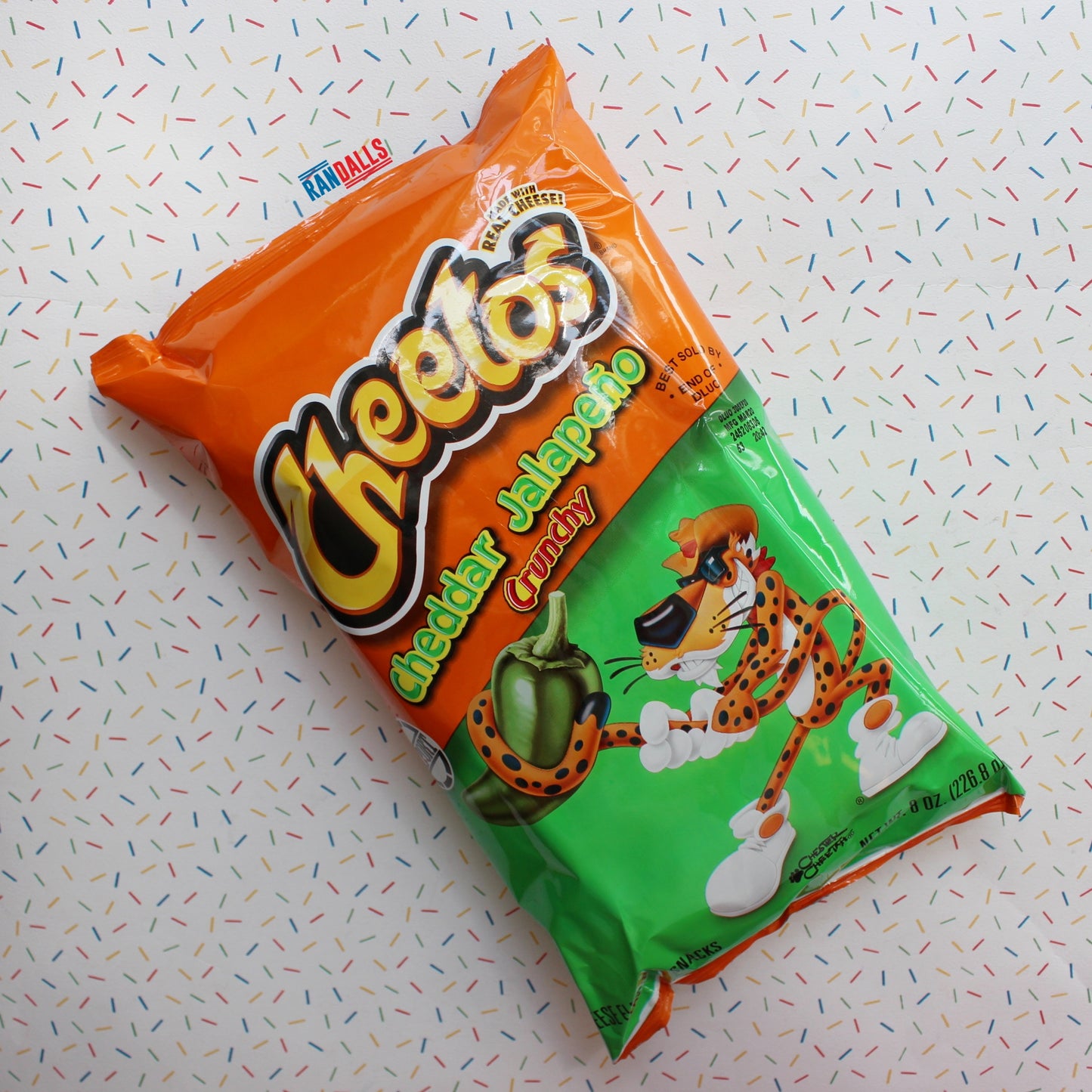 cheetos jalapeno cheddar large, cheese puffs crisps, chips, crunchy, spicy, randalls