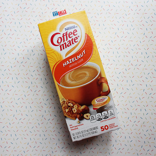 coffee-mate hazelnut, coffeemate, coffee mate, uht, milk, nestle, box of 50