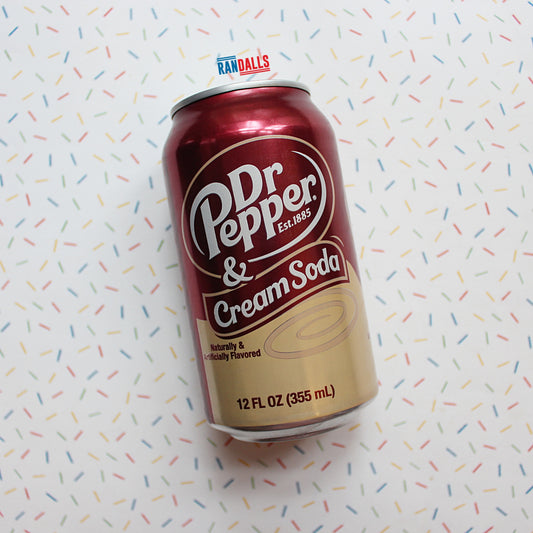 dr pepper cream soda can, pop, fizzy, soda, drink, randalls