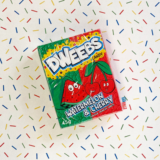 dweebs candy watermelon and cherry, sweets, nerds, box, crunchy sweets, usa, randalls