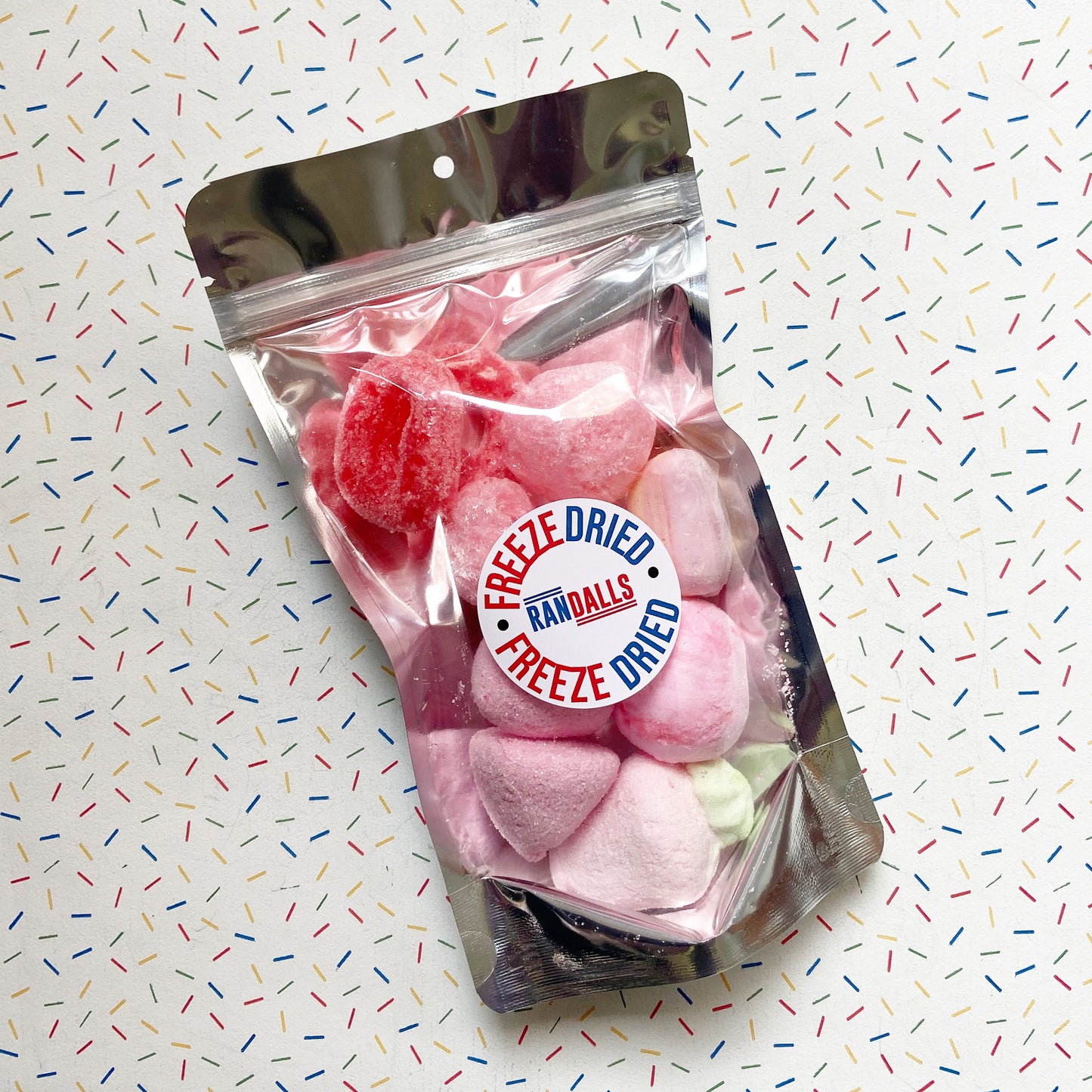 freeze dried pink mix, candy, sweet, freezedried, paintballs, strawberries, randalls