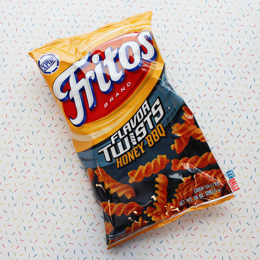 fritos twists honey bbq large, crisps, chips, crunchy, fusilli, randalls