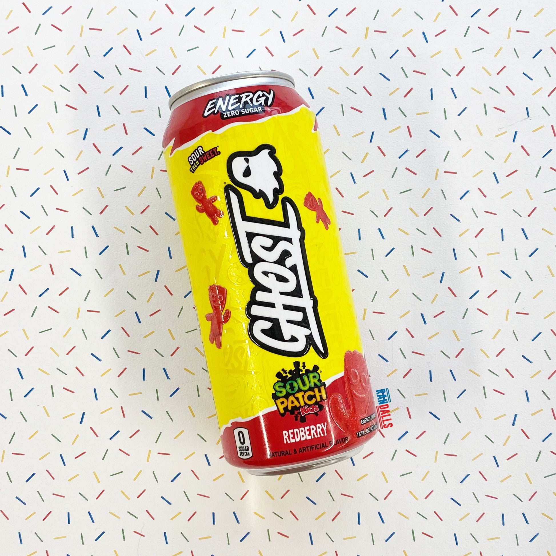 ghost energy sour patch kids redberry, energy drink, zero sugar, sugar free, candy, sweet, sour, caffeine, randalls