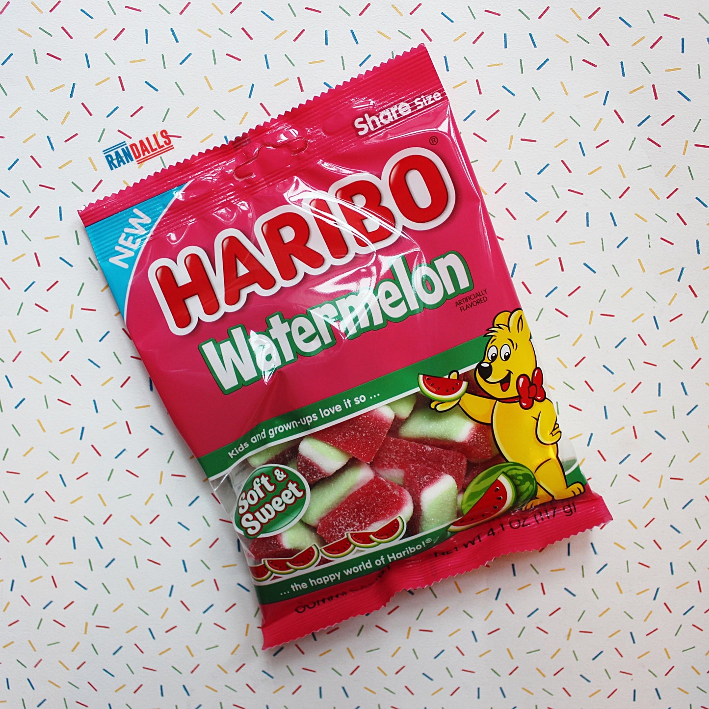 haribo watermelon sweets, candy, sour, fizzy, soft, randalls, gummy, usa, randalls