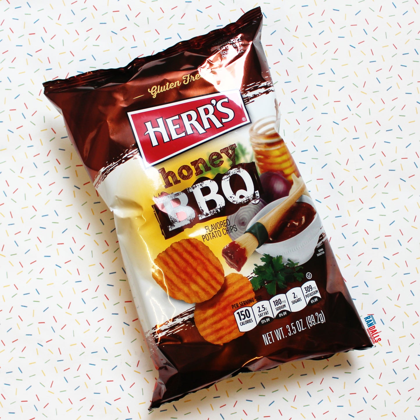 herr's herrs honey bbq, barbecue, barbeque, crisps, chips, ridged crisps, randalls
